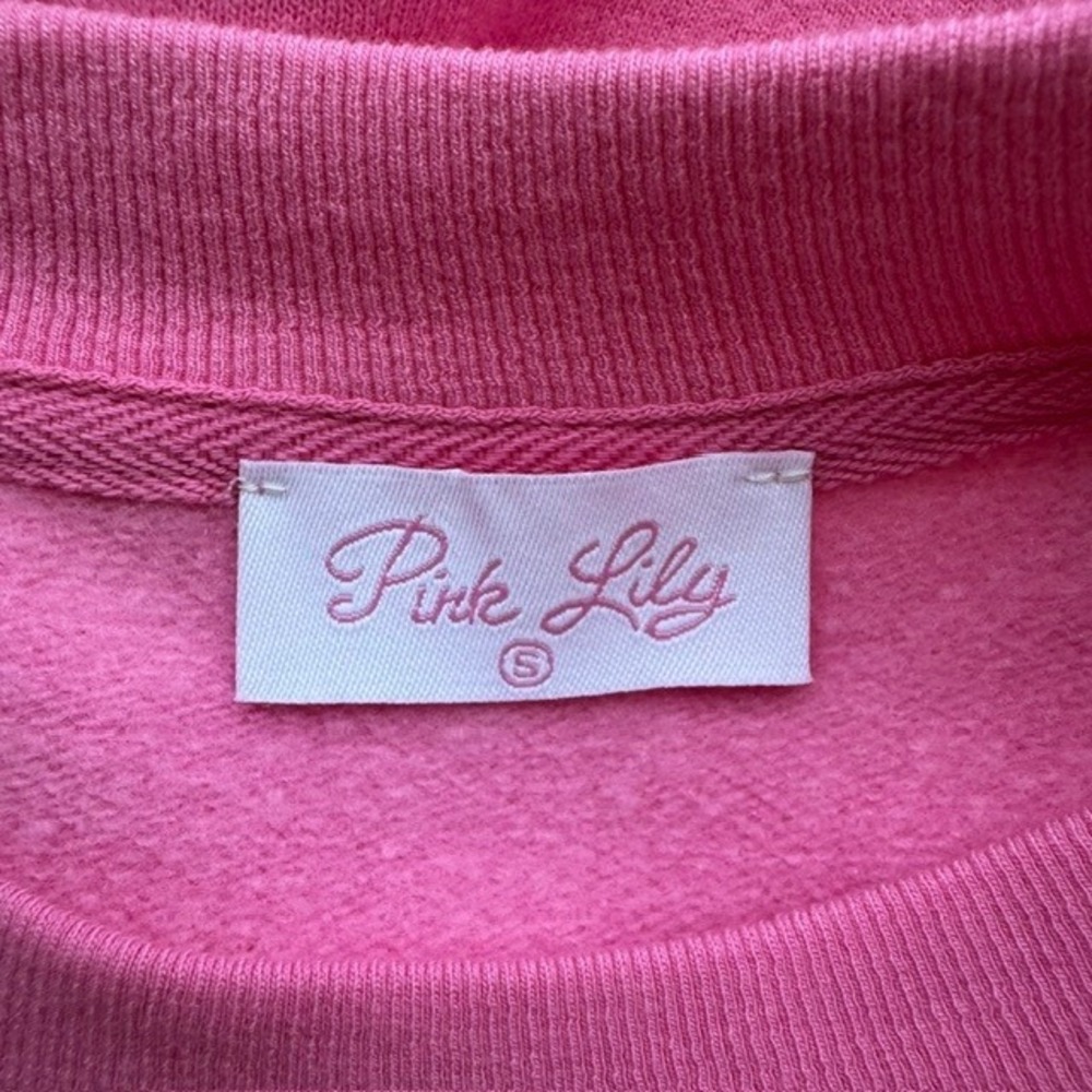 NWOT Pink Lily Sunshine & Coffee Graphic Sweatshirt Hot Pink Women's Small - Picture 5 of 10